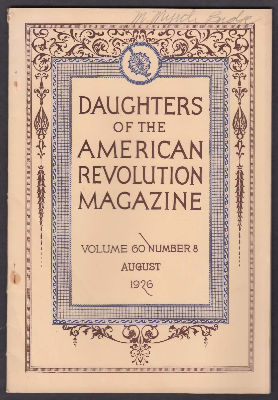 DAUGHTERS of the AMERICAN REVOLUTION Mrs Anthony Wayne Cook Tuscarora 8 1926