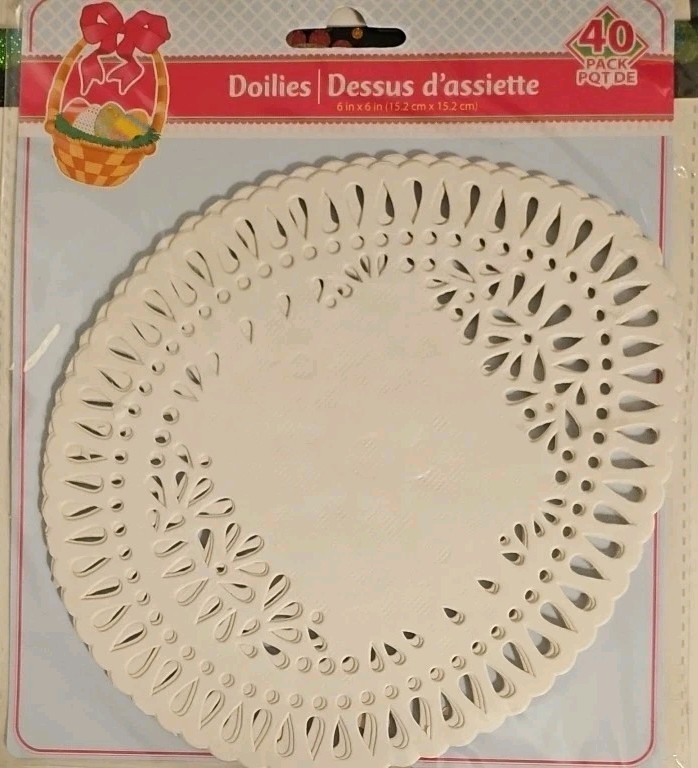 182 Paper Doilies, White, Pink, Red. Hearts, Circles, Tulips, Ovals, Rectangles