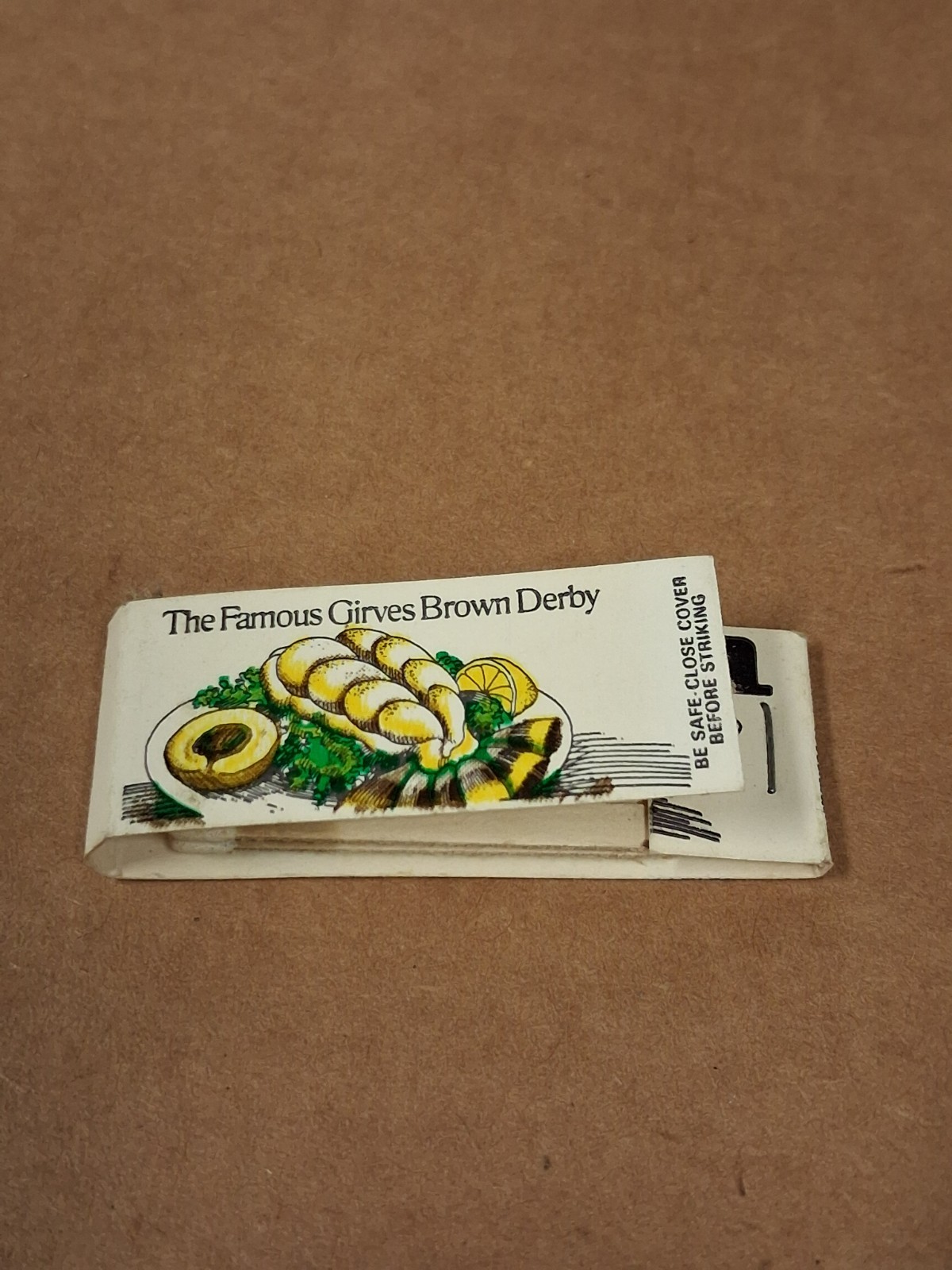 Vintage New/Unstruck Girves Brown Derby – Matchbook, Matchcover