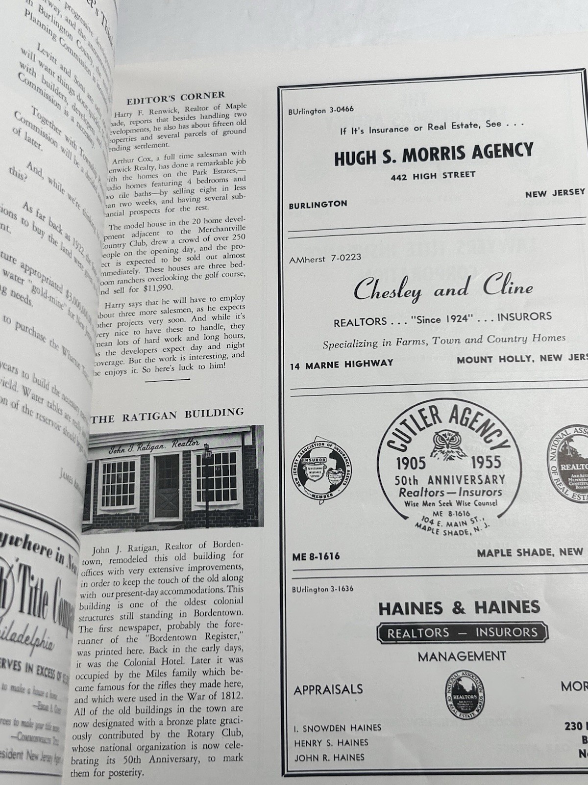 Burlington County NJ 1955 Real Estate Magazine