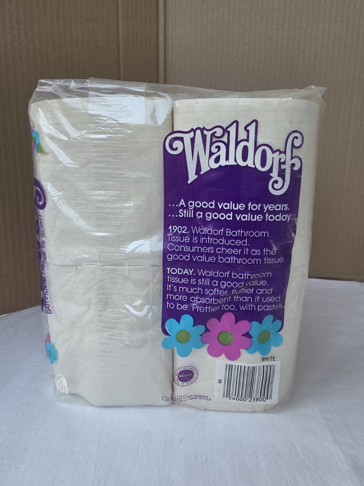 Vintage SCOTT WALDORF Flower Power Toilet Paper NOS In Sealed Package 4 Rolls