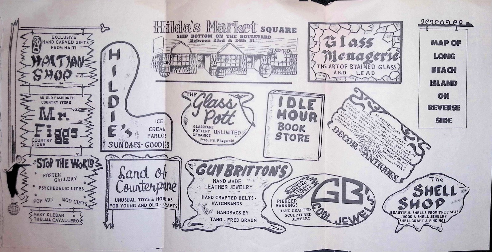 1950s Long Beach Island NJ Promotional Map Jersey Shore Guide