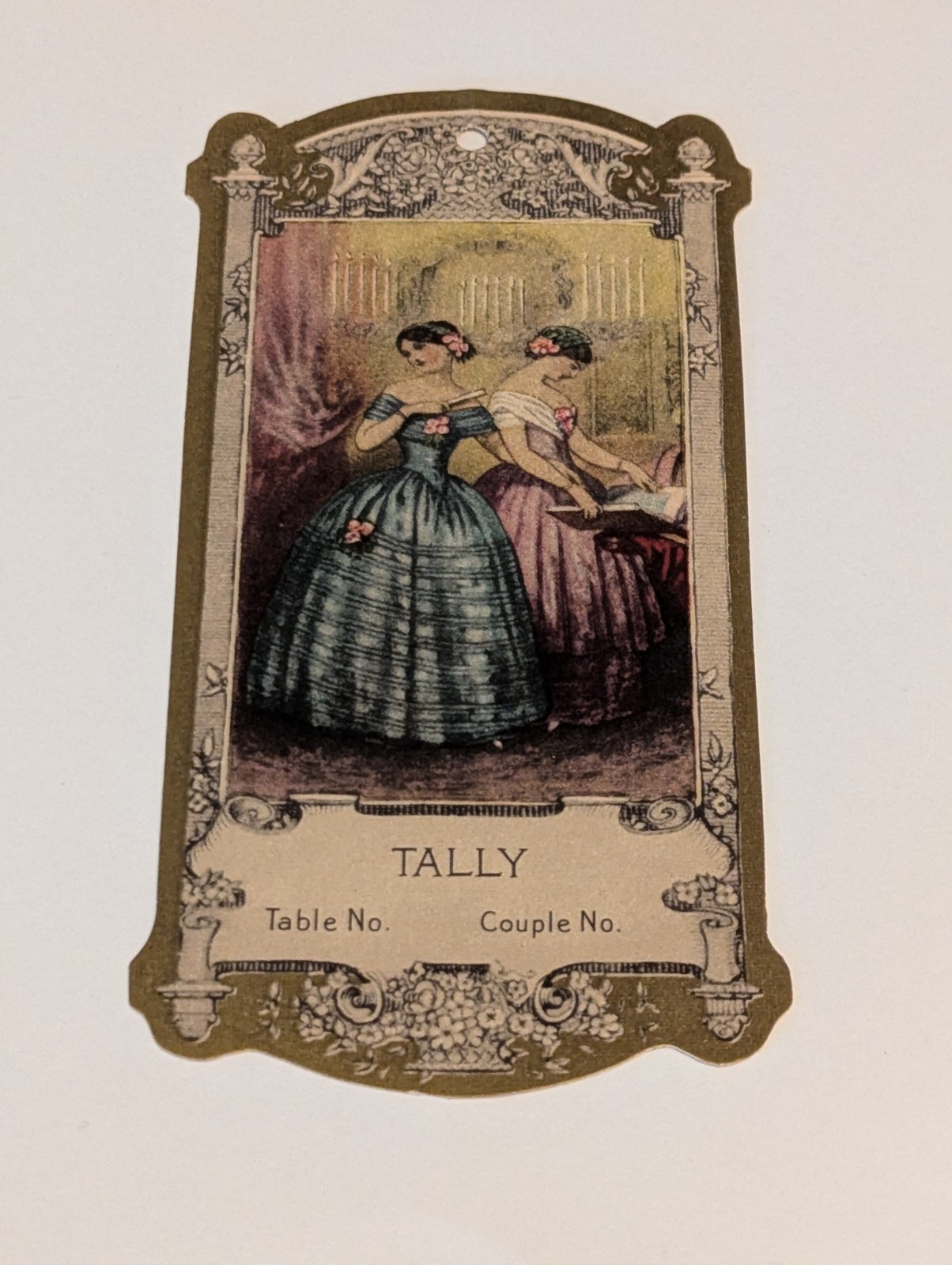 Vintage Bridge Score Tally Card Victorian Women Hat Dresses Antique