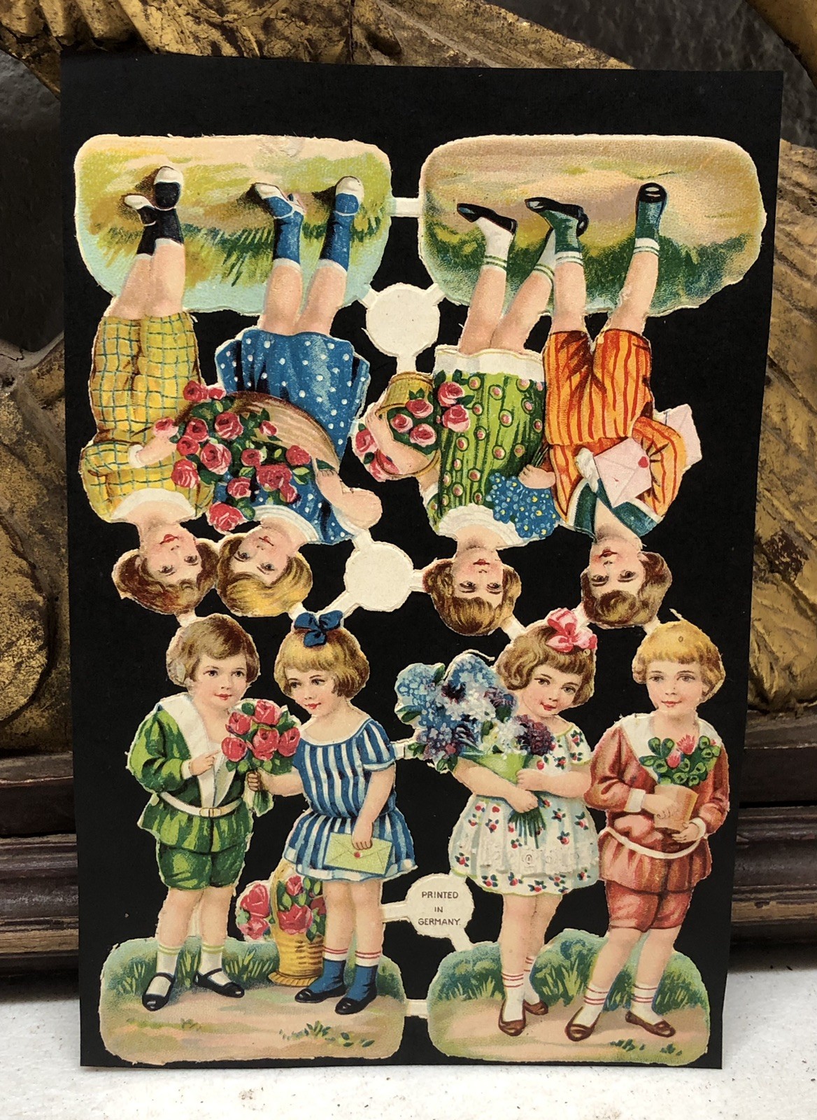 Kids Girls Flowers Spring Die Cut Scraps Glued on Paper Double Sided L11