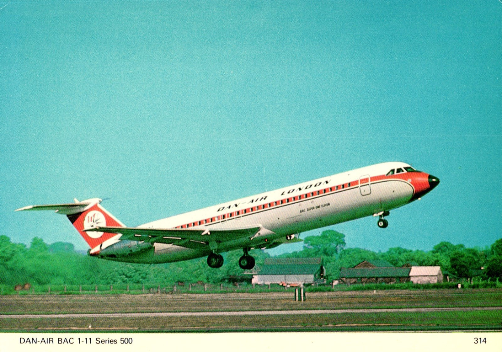 Transport Aircraft Dan Air BAC 1-11 Series 500London Boeing Postcard L4