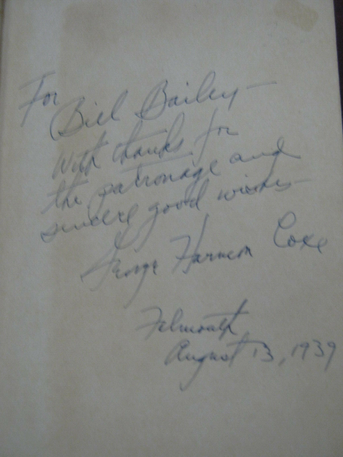 1st edition Murder For The Asking George Harmon Coxe SIGNED/ INSCRIBED 1939