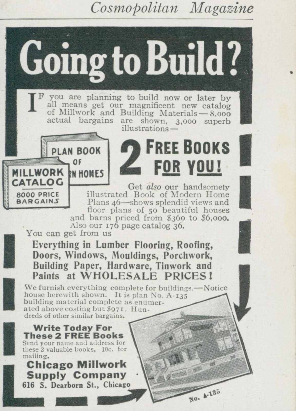 1912 Going To Build Book Offers Chicago Millwork Supply Co Vtg Print Ad CO4