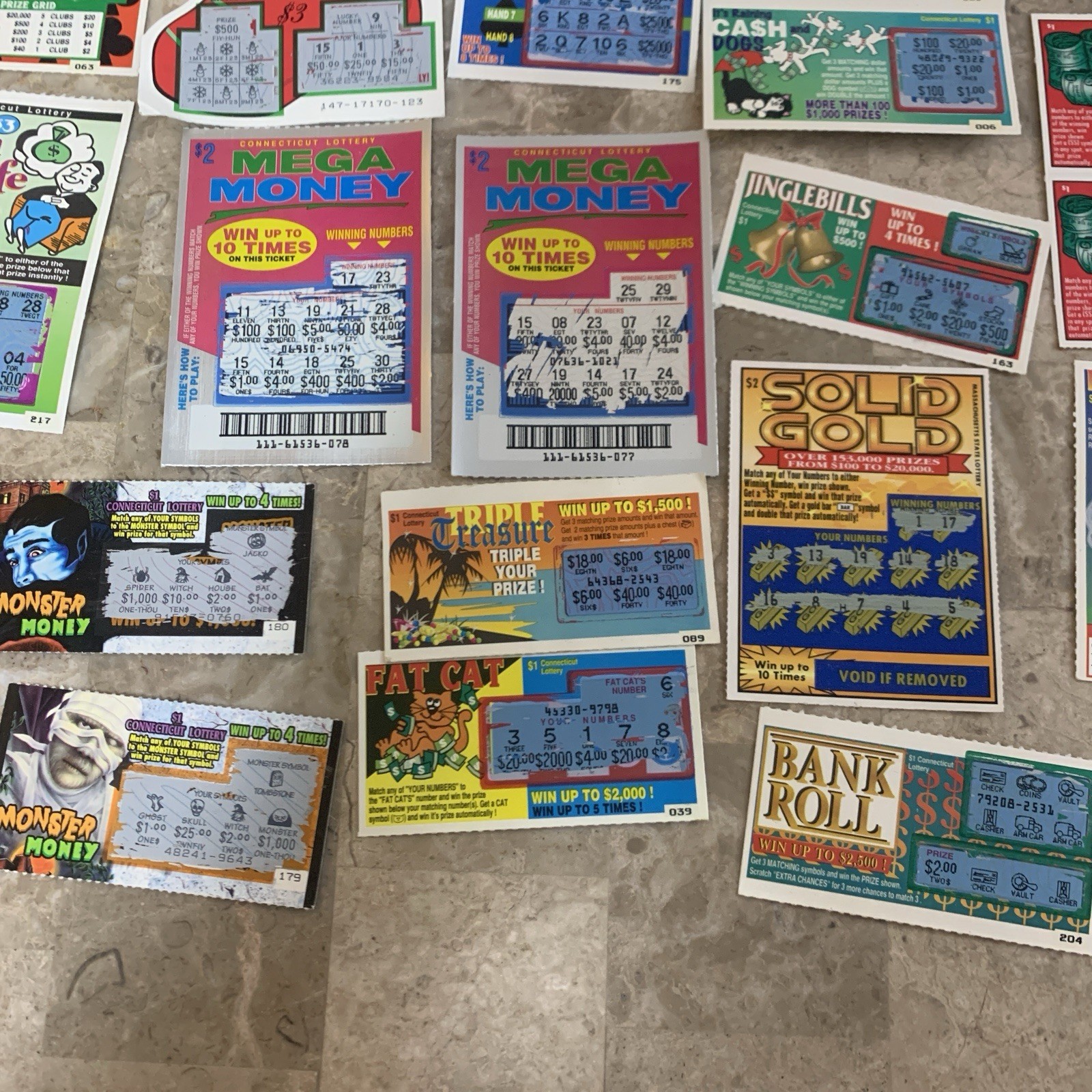 Vintage Connecticut State Lottery Scratch Off Tickets Losing 1990s 1995 1996 CT