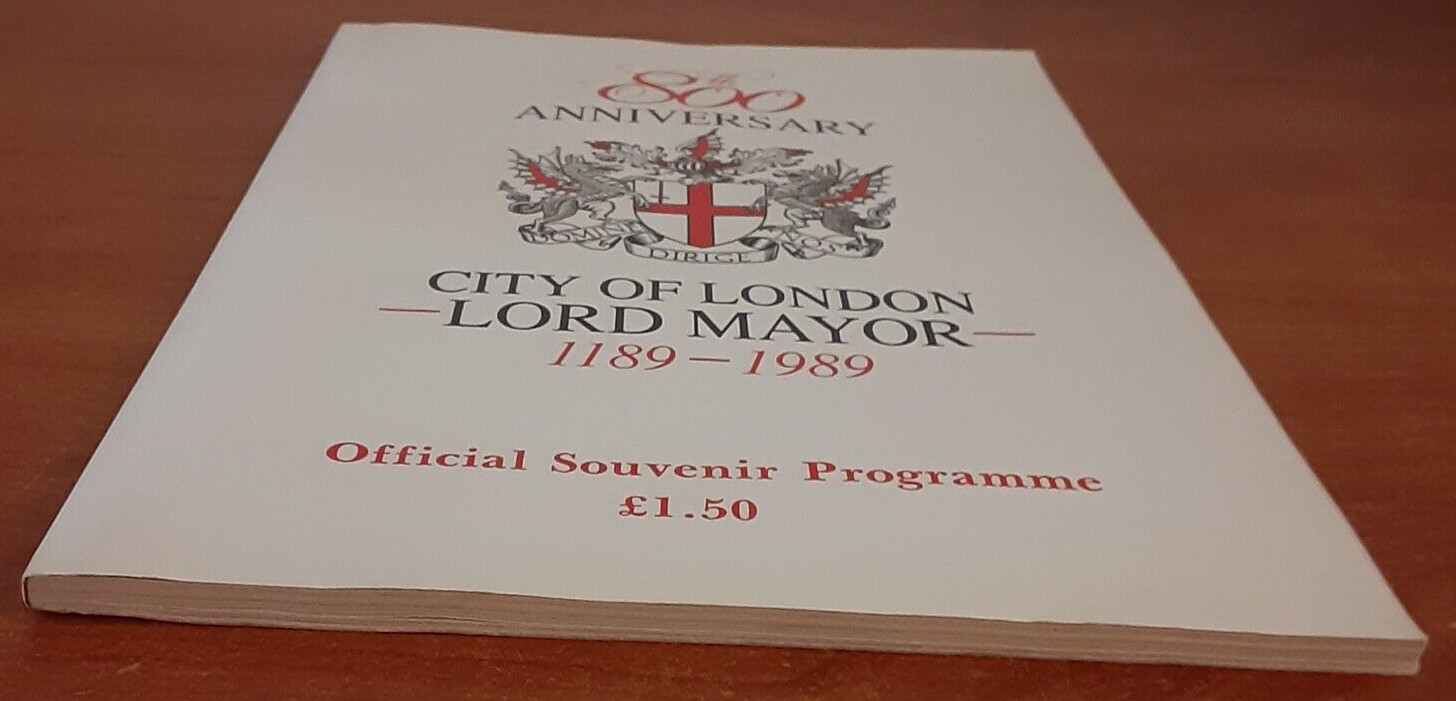 Vtg 1989 City of London Program 800th Anniversary of Lord Mayor’s Show Official