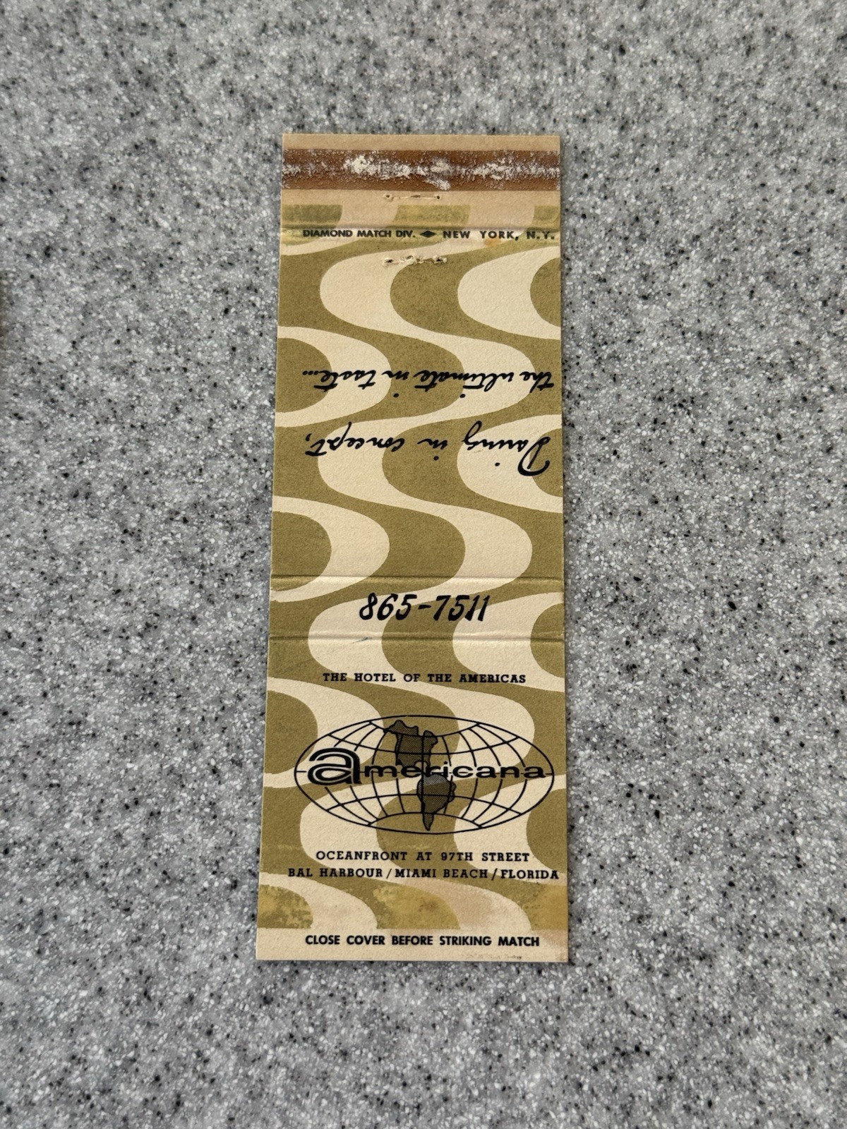 Americana Hotel Bal Harbour Miami Beach Florida Matchbook Cover P143