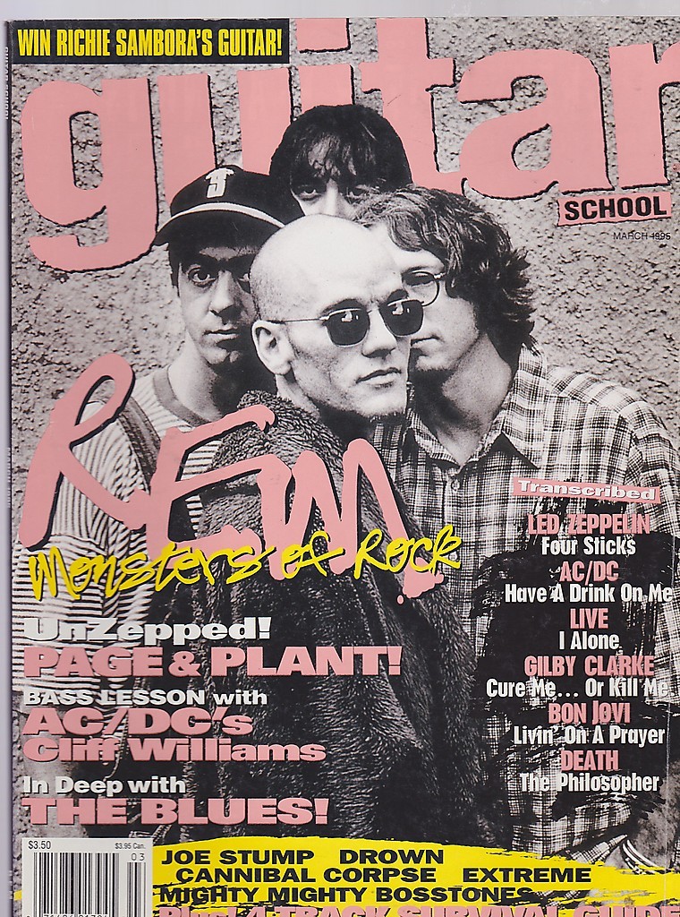 MARCH 1995 GUITAR SCHOOL vintage music magazine REM
