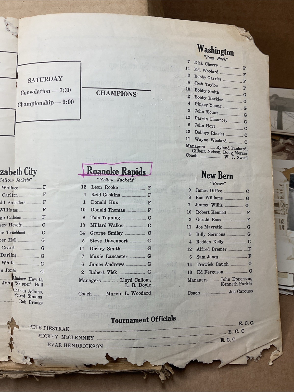 1 Mar 1952 Basketball Tournament East Carolina College Greenville Nc B65