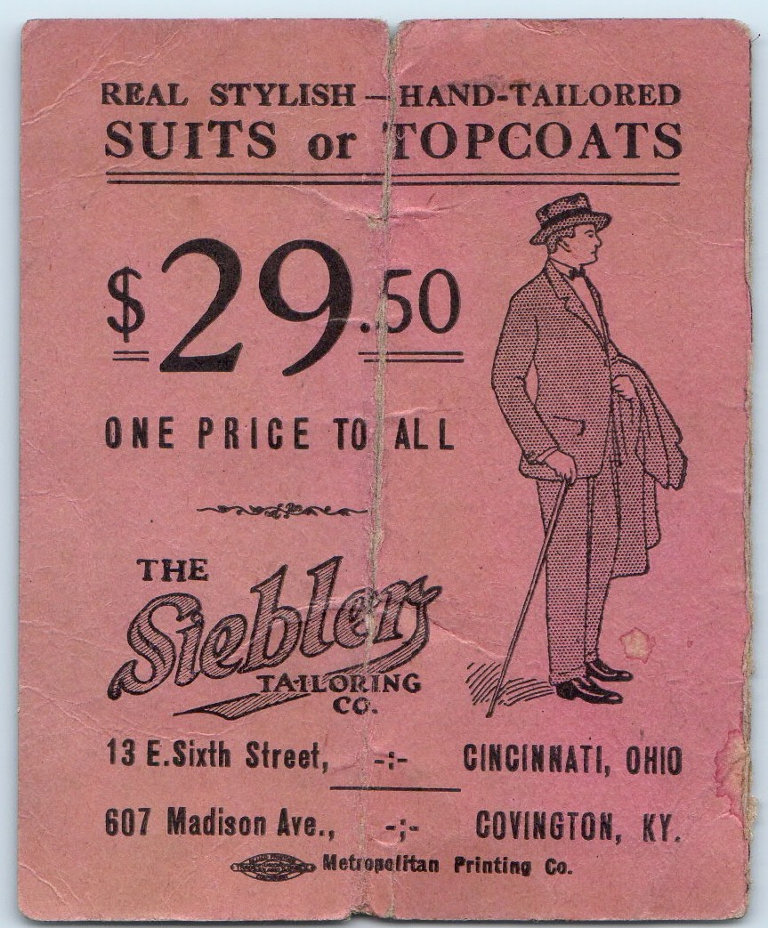 1924 Halloween Mask Dance Ticket Card Cincinnati OH Siebler Tailoring Covington