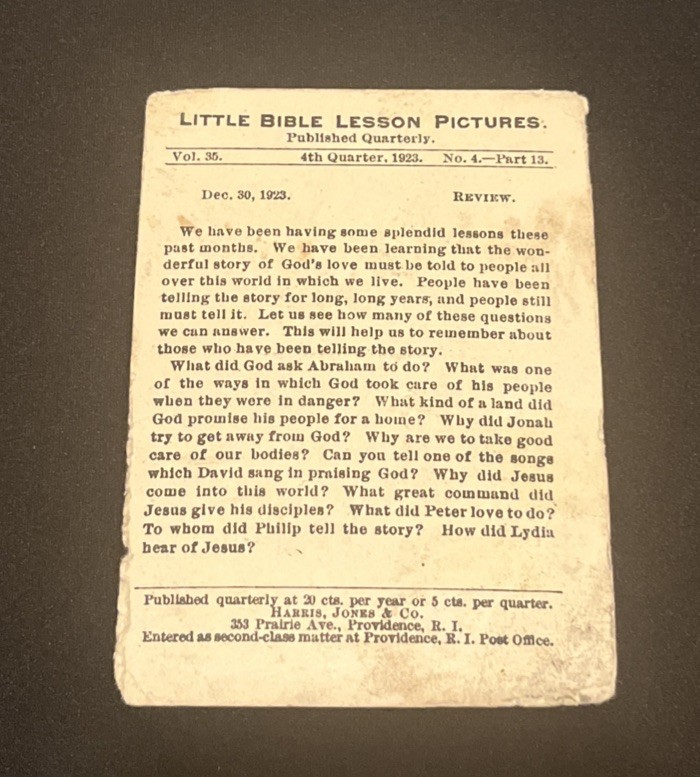 Antique 1923 The World For Christ Bible Lesson Card Providence Lithograph Co