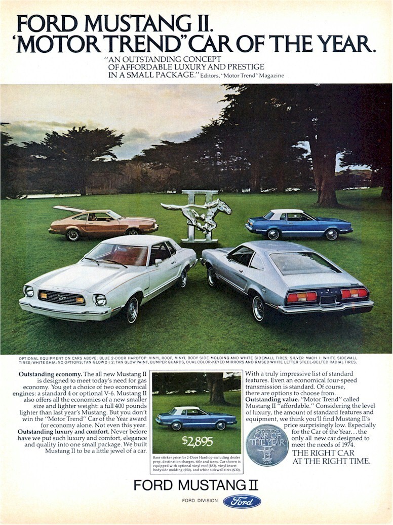 Lot of 4 1974 FORD MUSTANG ads