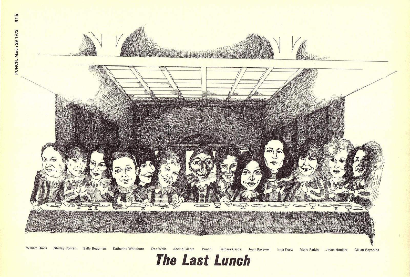 Original 1972 Punch Cartoon Print “The Last Lunch” (After ‘The Last Supper’)