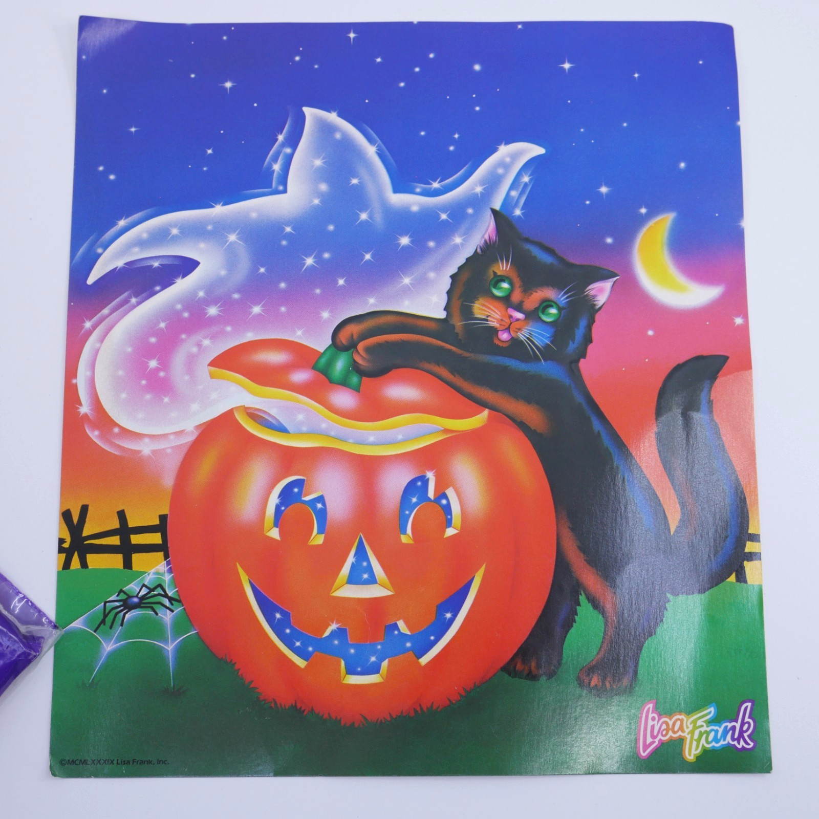 Rare Lisa Frank card board min poster 80’s limited edition Halloween Cat Pumpkin