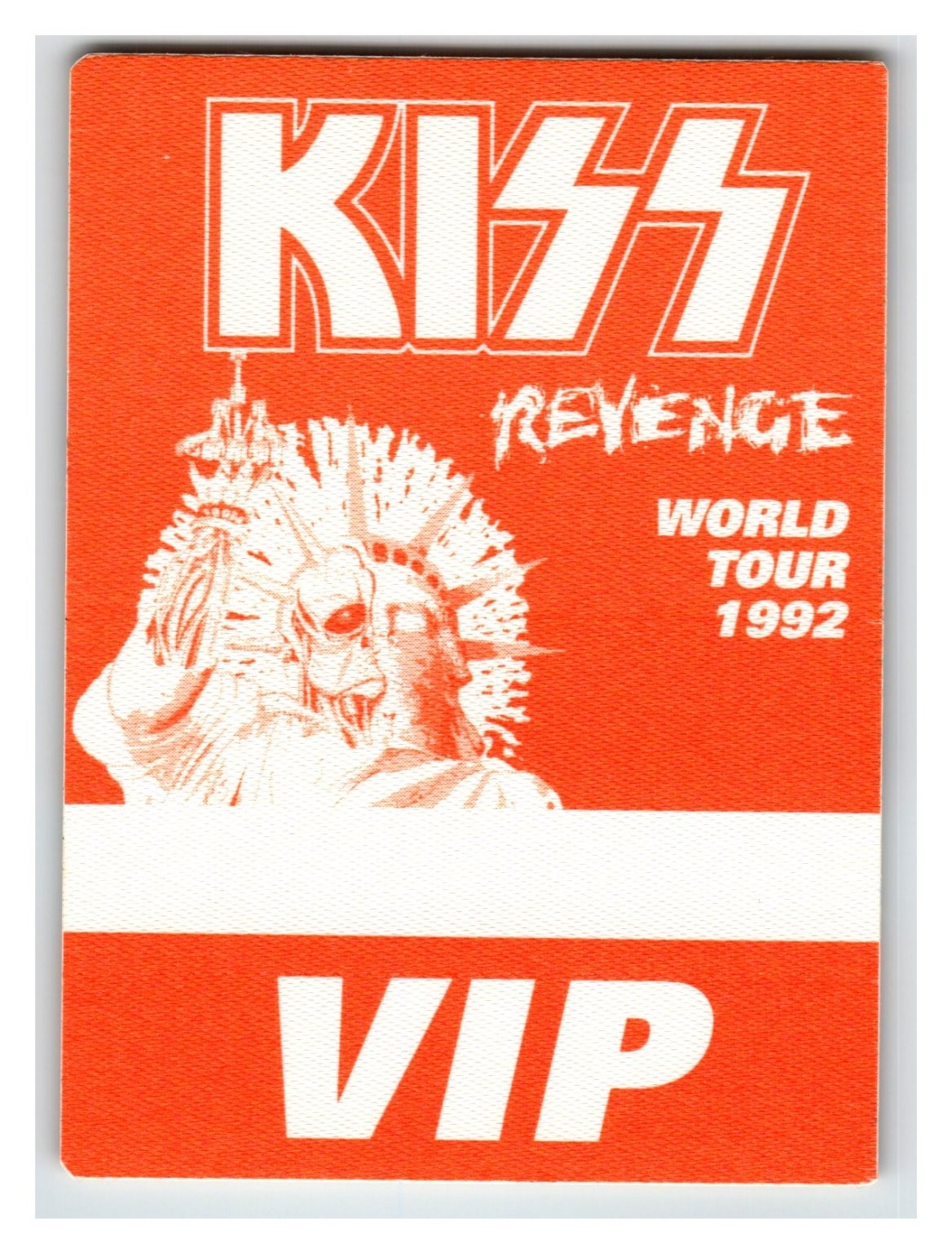 KISS Revenge World Tour 1992 VIP Pass Concert Music Memorabilia Orange