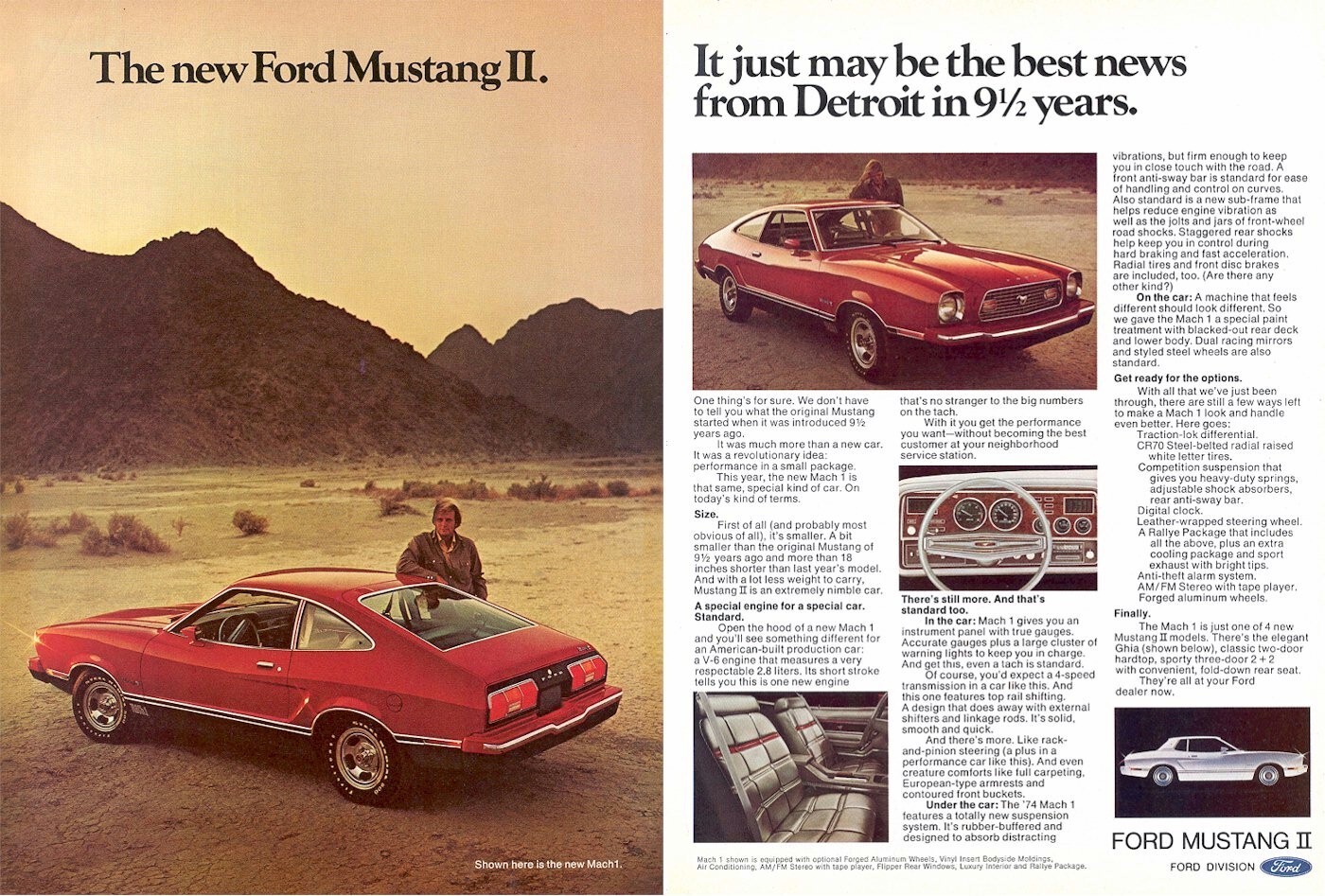 Lot of 2 1974 FORD MUSTANG ads