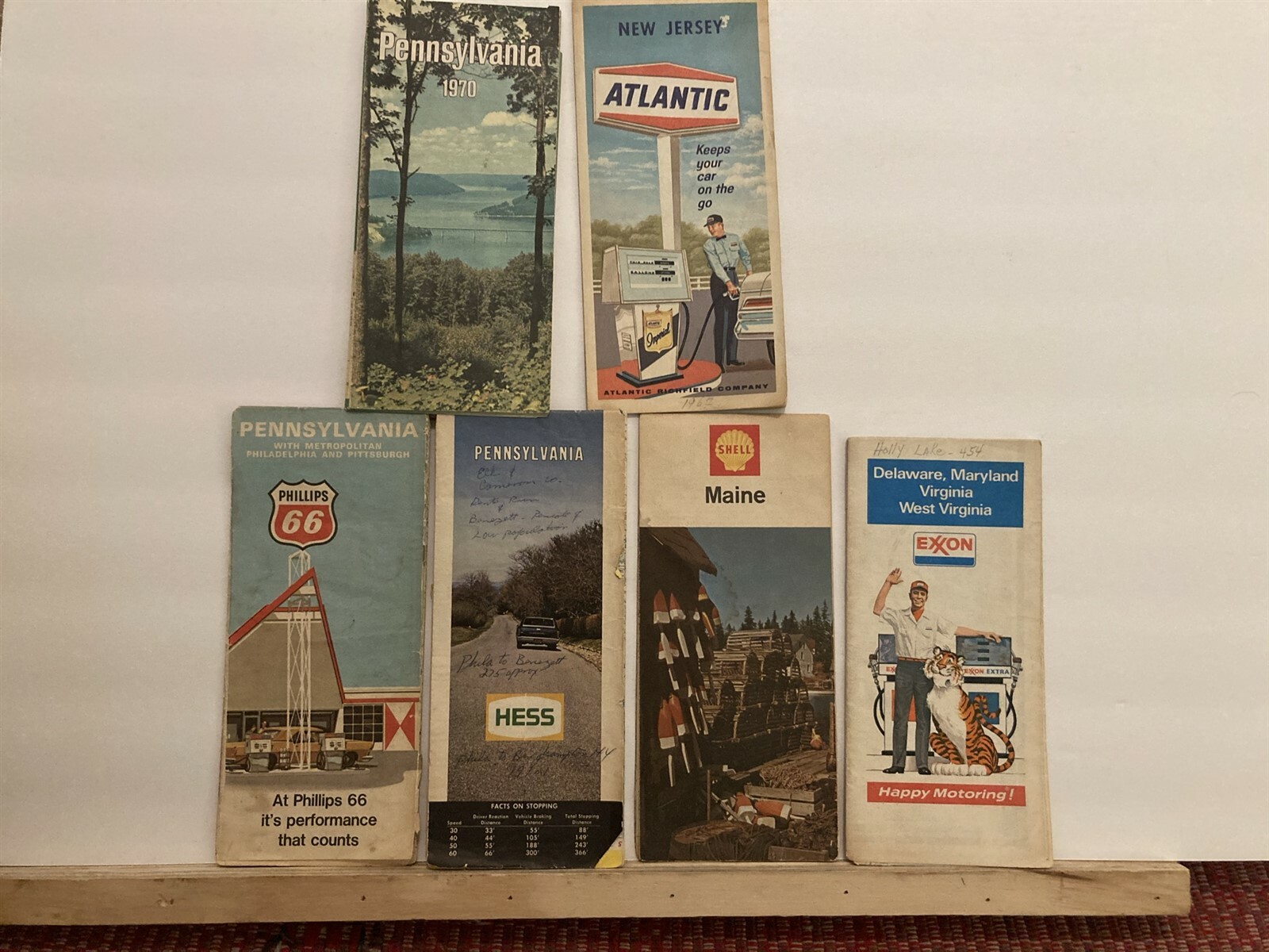 1960s 1970’s New Jersey Pennsylvania Maine Delaware Maps Exxon Hess Atlantic Vtg