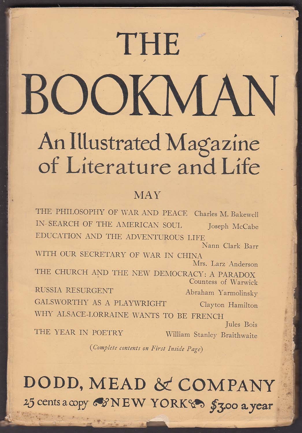 The BOOKMAN United States Secretary of War in China Arabia Revolution 5 1917