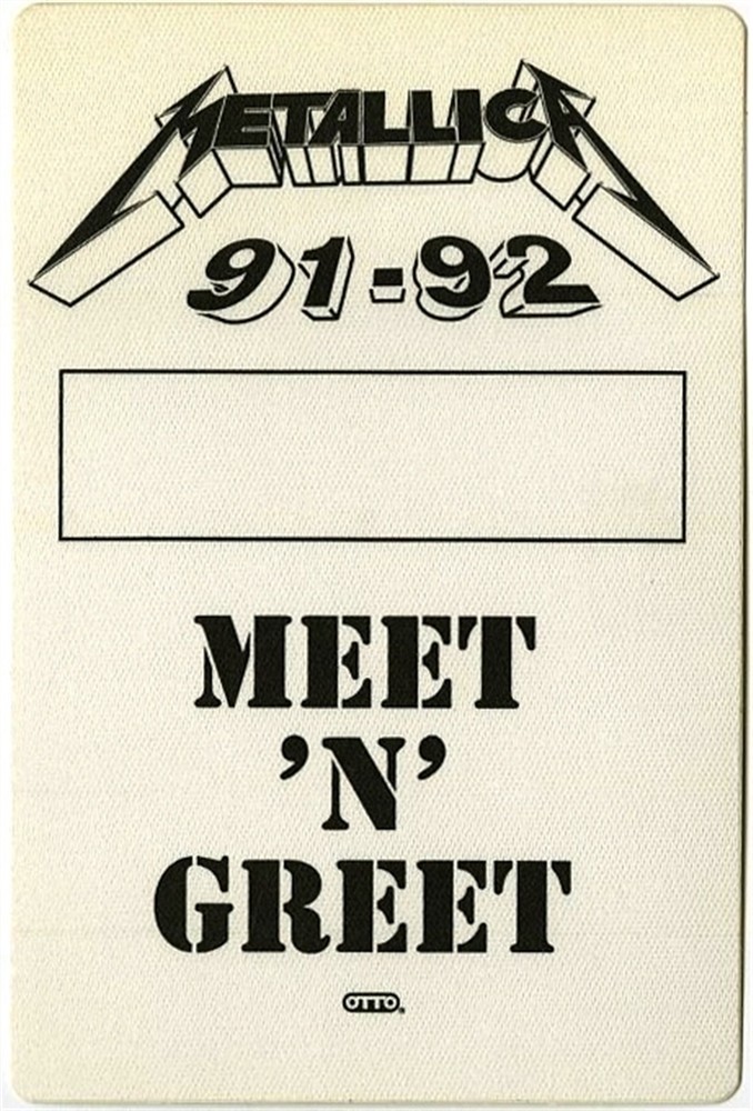 Metallica 1991 Wherever We May Roam concert tour Meet & Greet Backstage Pass
