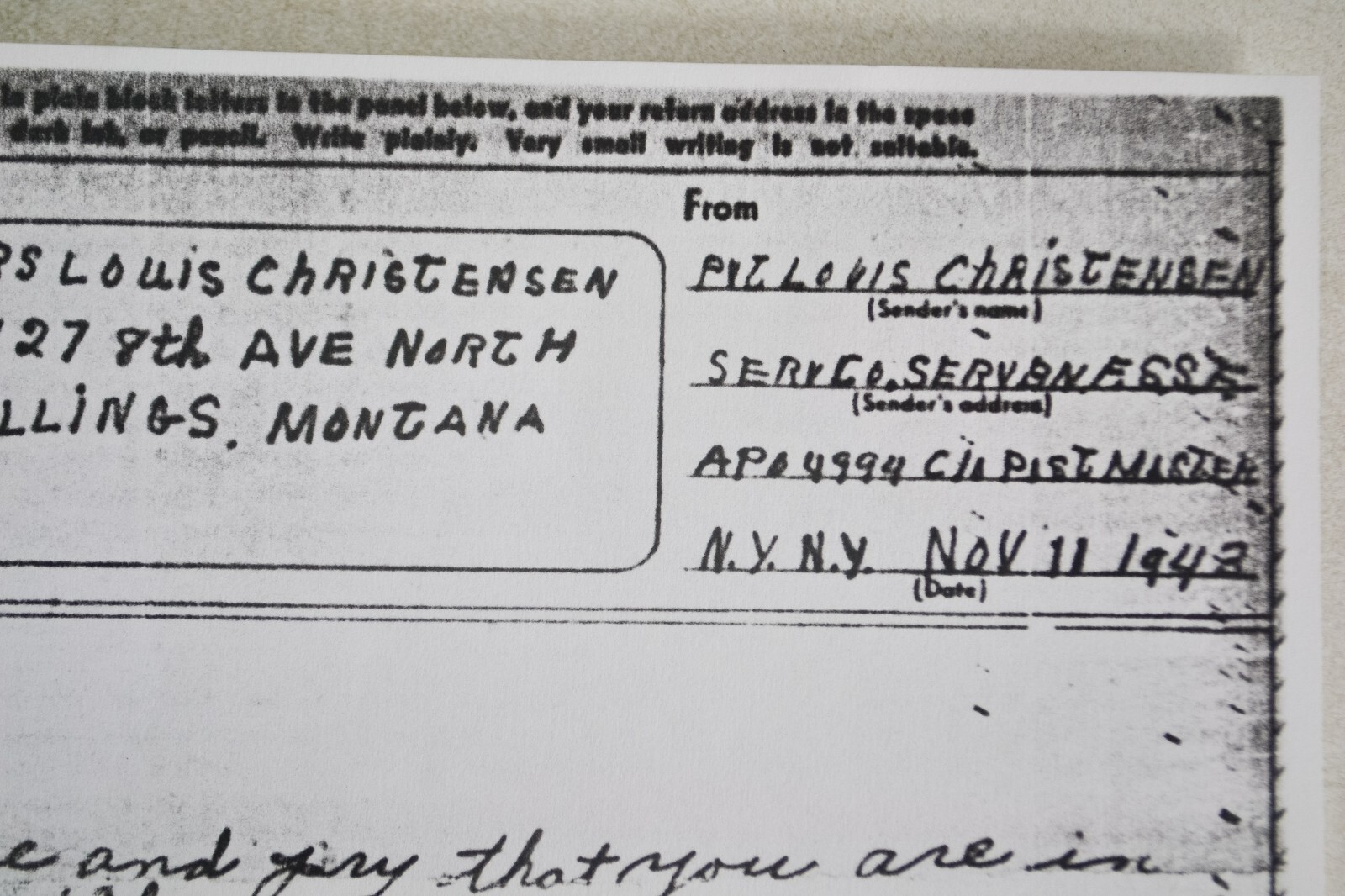 Modern Photocopies of WWII era 1943 Letters & Correspondence