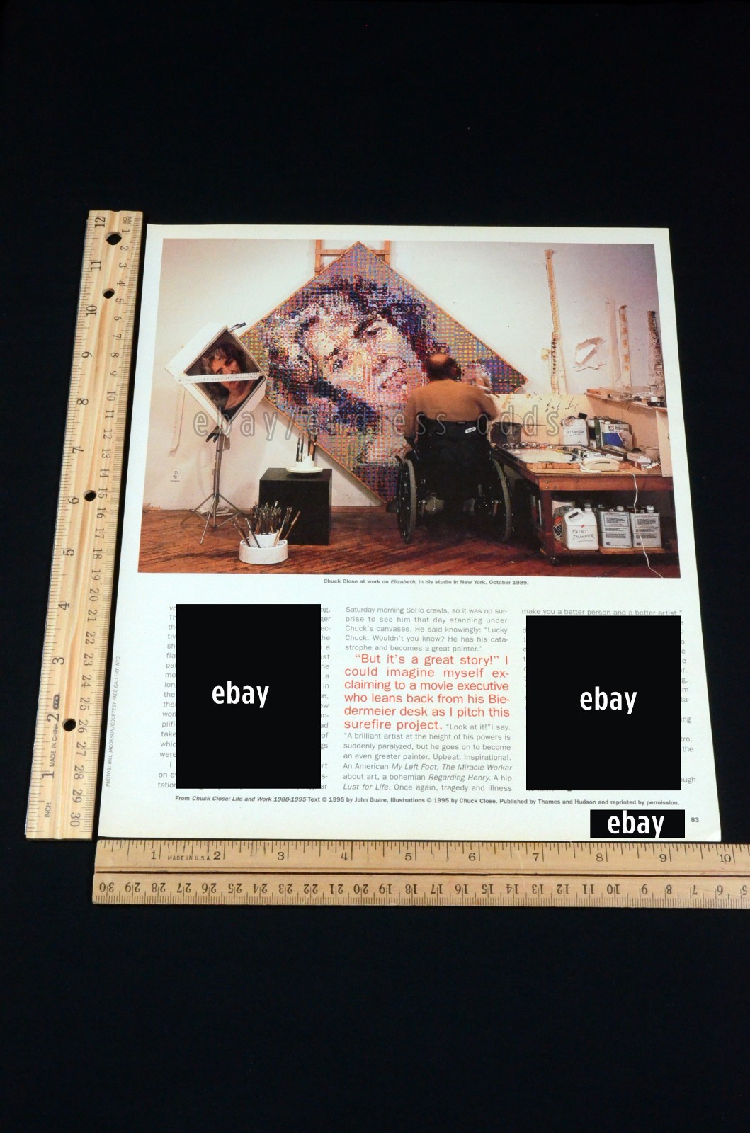 1995 Chuck Close John Guare 4-pg Magazine Page Article Clipping Print Ad Poster