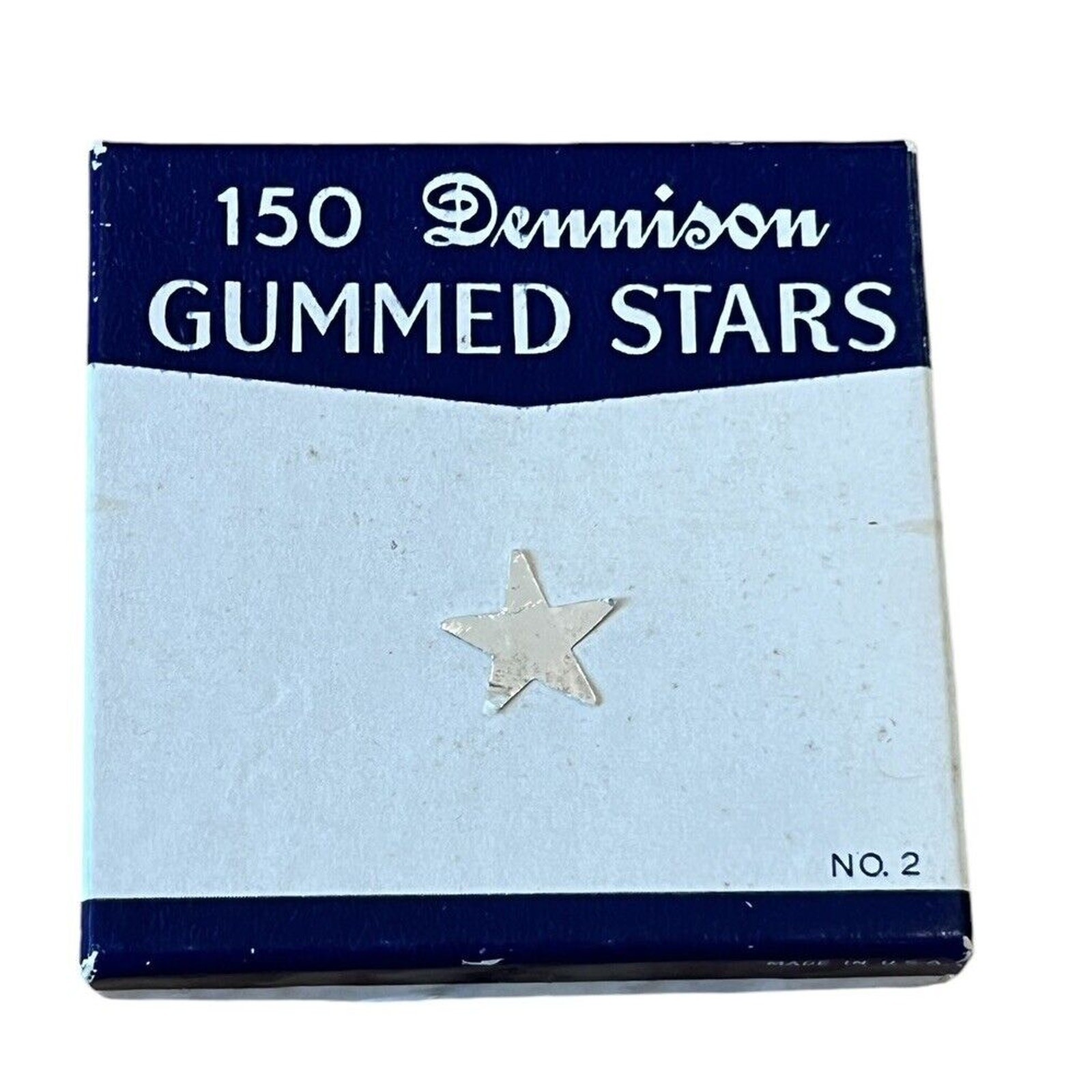 Vintage Dennison Seals Gummed Labels Box Star Unused Sticker Green Red Silver