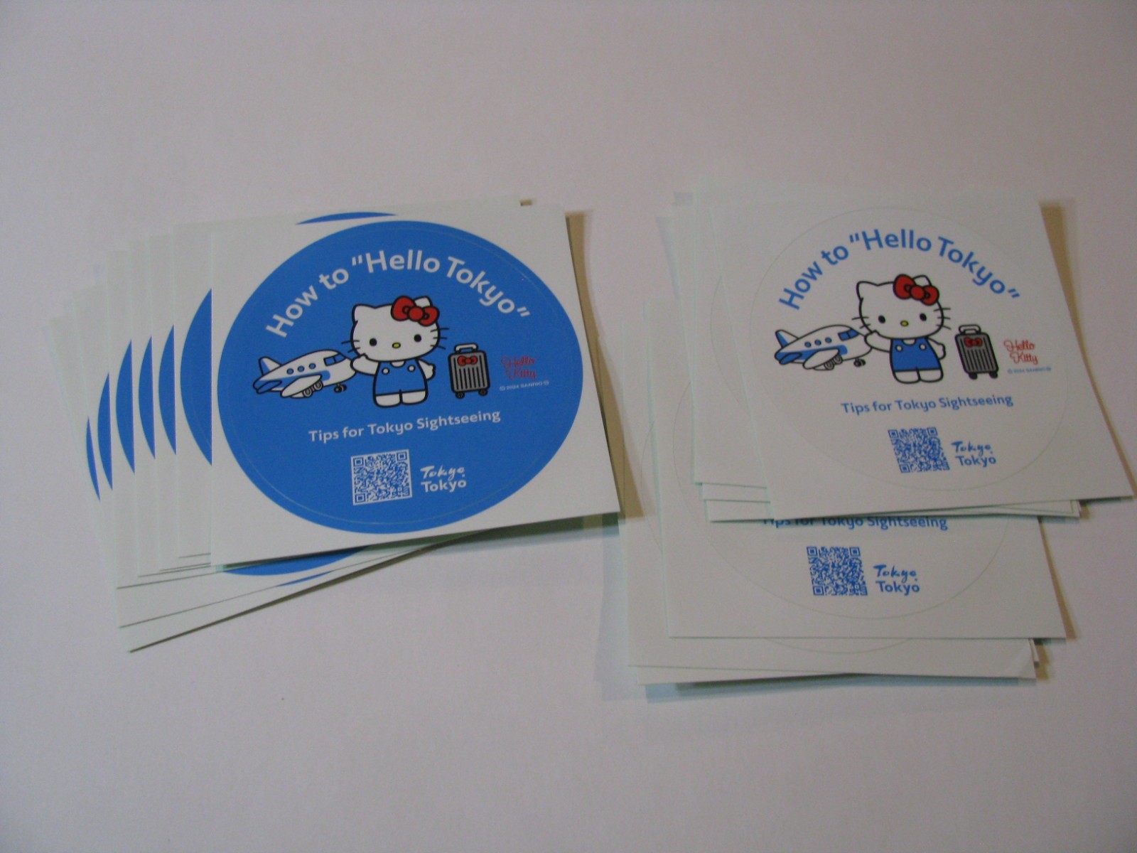 White & Blue 2pc Pair of How to Hello Kitty Tokyo Japan Tour Tips Sticker Decals