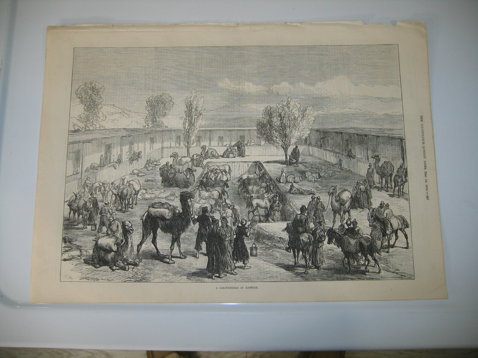 Antique 1874 Captain Orde Brown’s Party near Cairo Egypt Wood Engraving PRINT