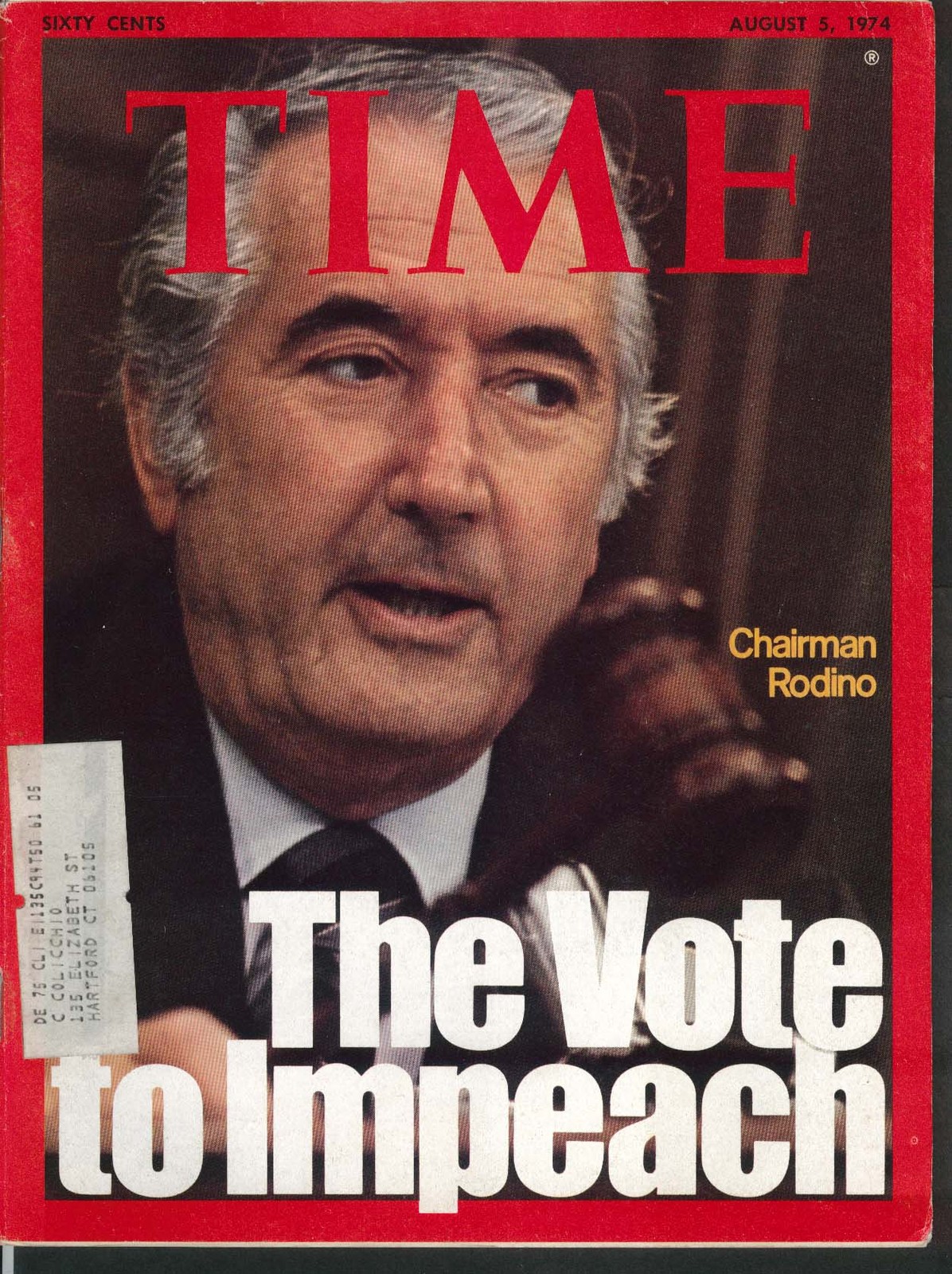 TIME Peter Rodino Nixon Watergate Cyprus Turkey Park Chung Hee Korea 8/5 1974