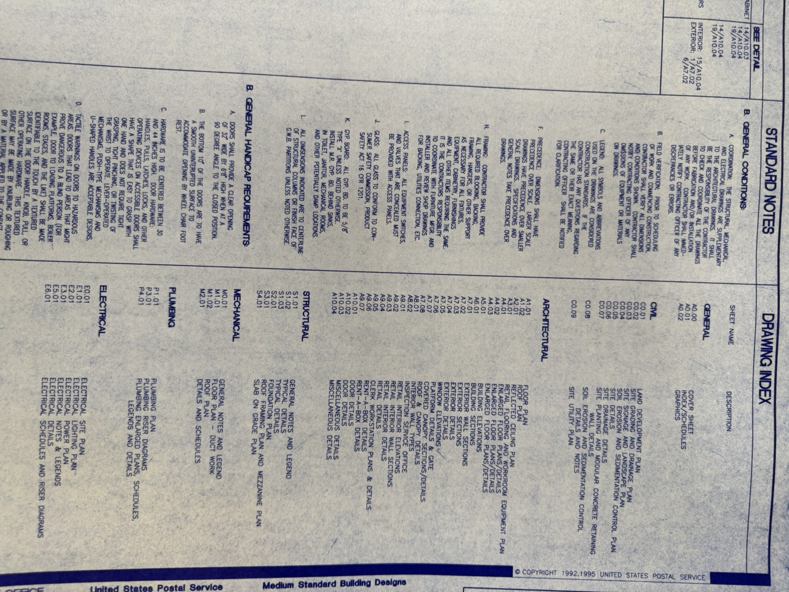 Vintage 1996 USPS post office Blueprint Set – Collegeville, Pa architectural