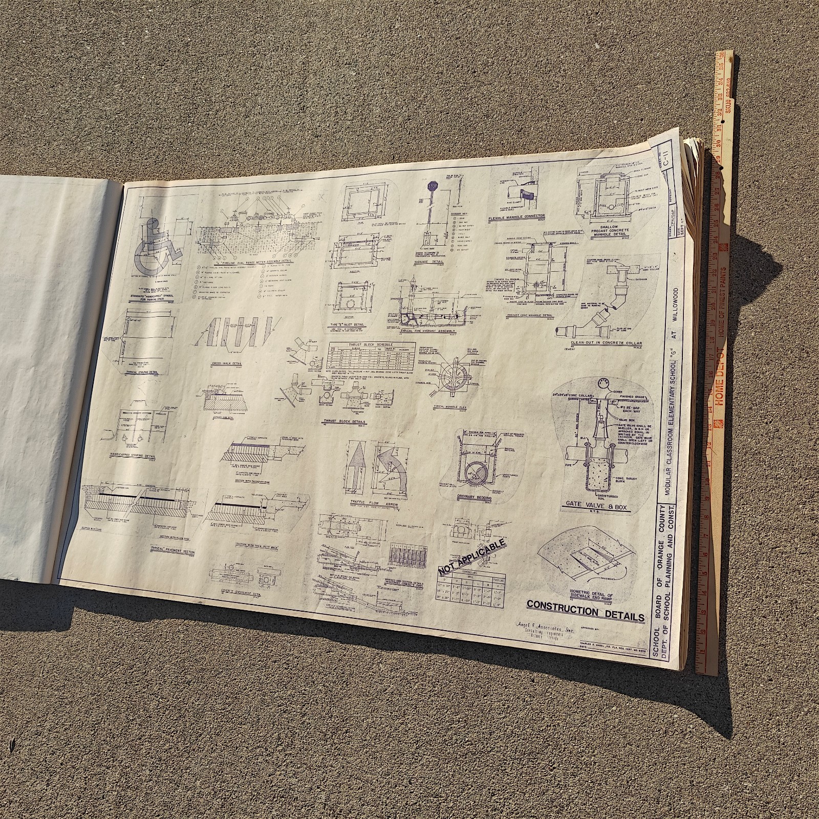 Orange County FL School Site Utility Blueprint Set 80 Sheets 42×30 Rare 1989 Atq