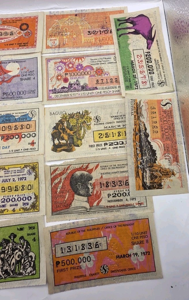1970s Philippines Paper Collectible Vintage Sweepstakes.Lot Of 17.Used.
