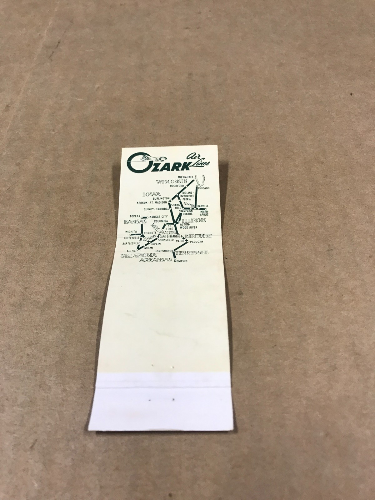 Vintage Ozark Air Lines – Matchcover, Matchbook