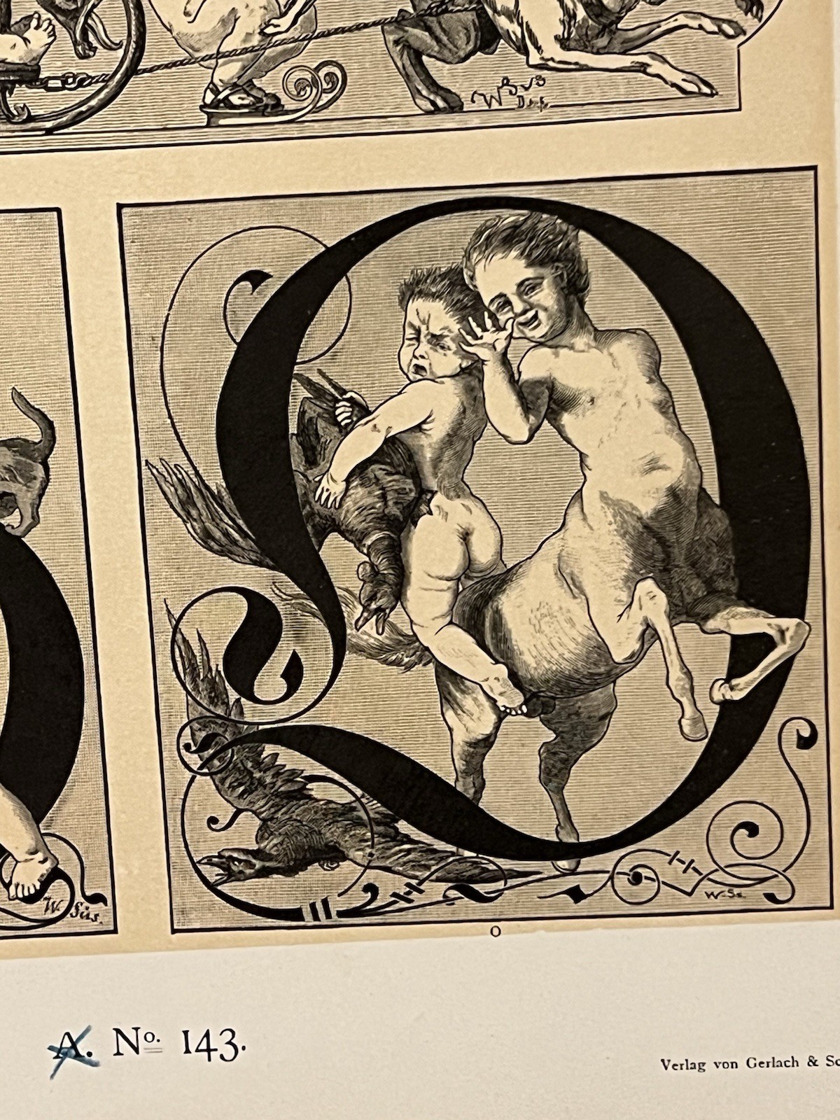 1882 Allegorien Und Embleme Art Print Vienna Cherubs Mythical Figures Plate #143