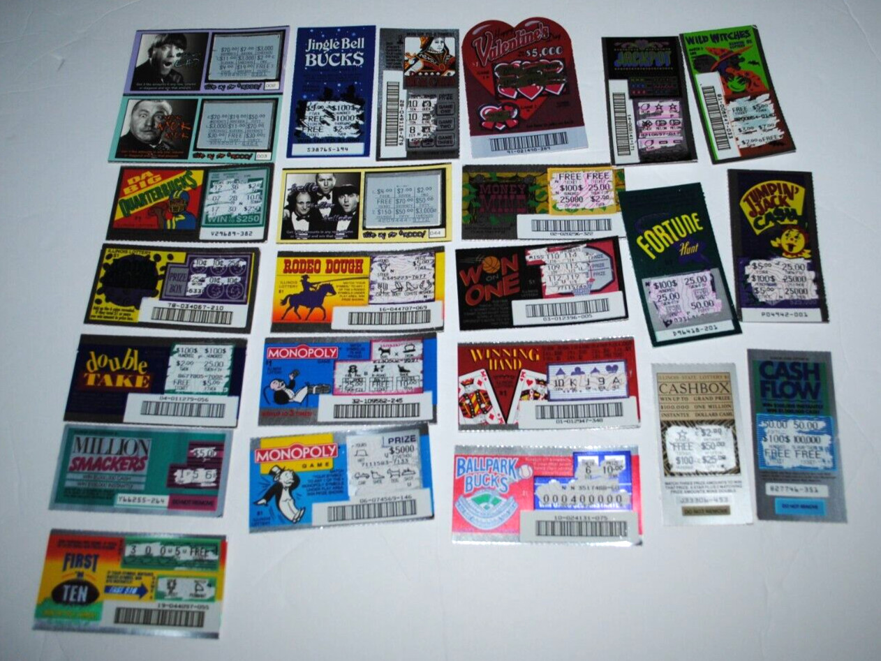 LOT OF 24 NON-WINNING NO CASH VALUE ILLINOIS LOTTERY SCRATCHER TICKETS