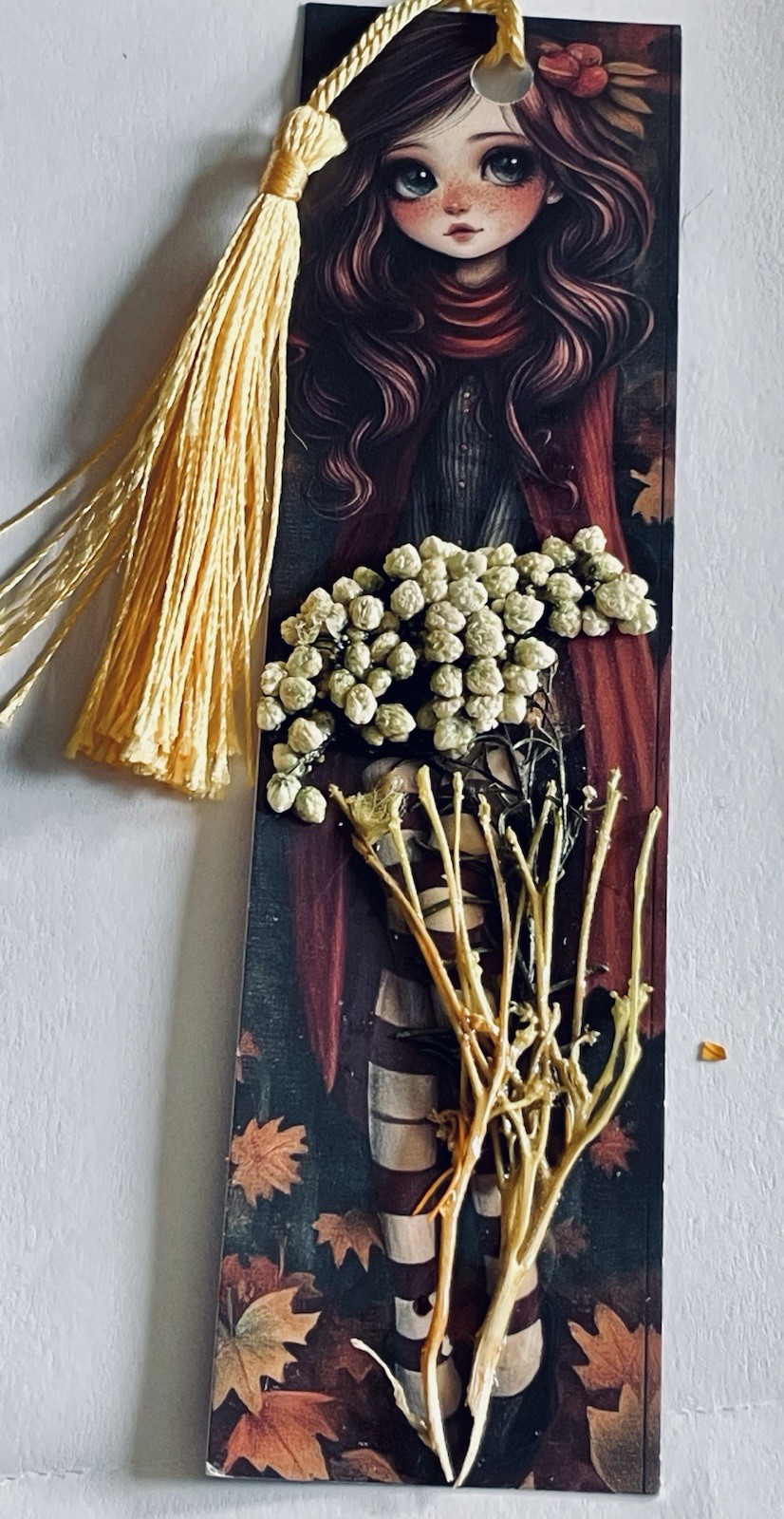 Handmade Bookmark Real Dried Flowers Fairytales Fairies Tassel Double Sided