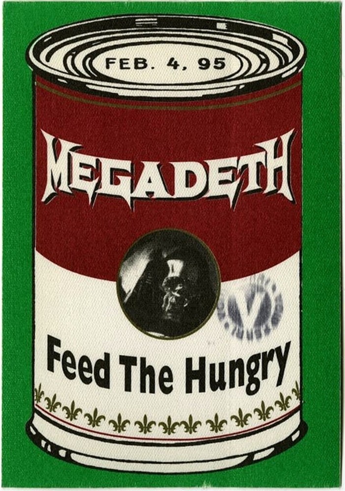 Megadeth 1995 Youthanasia concert tour Feed the Hungry Backstage Pass