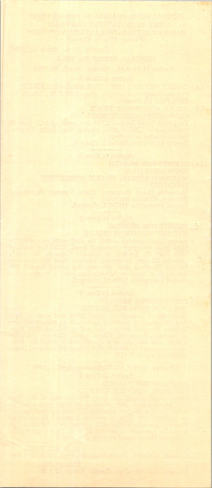 Pennsylvania-Reading Seashore Lines 1964 General Order 809-A Railroad