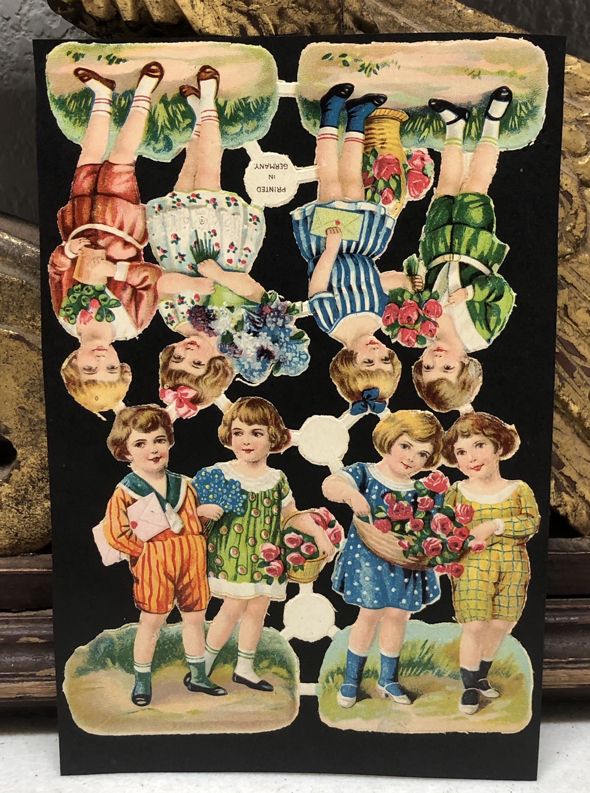 Kids Girls Flowers Spring Die Cut Scraps Glued on Paper Double Sided L11