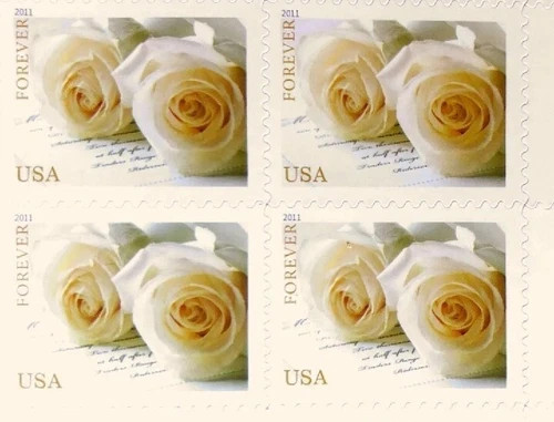 USPS 100 FOREVER STAMPS 5 SHEETS White Rose Wedding Invitations