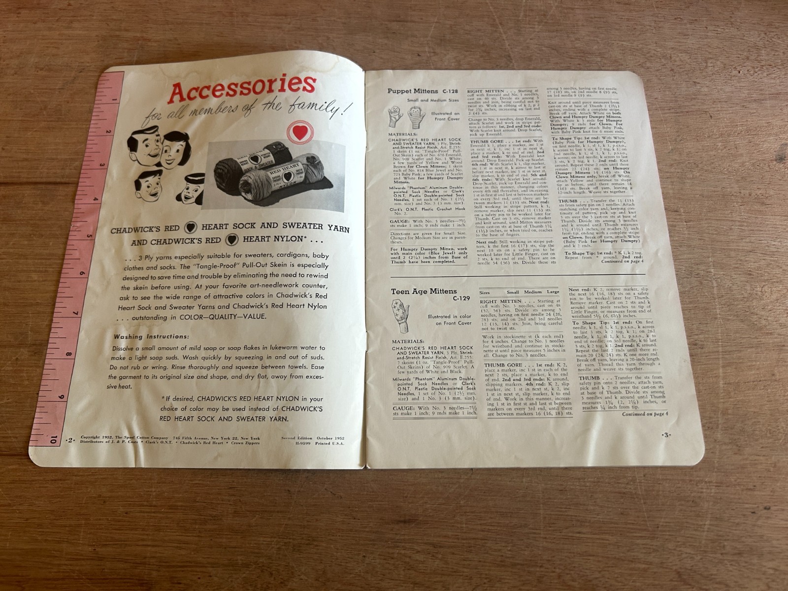 Chadwick’s Red Heart Yarns Catalog Accessories Booklet 1952 No. 290 Vintage