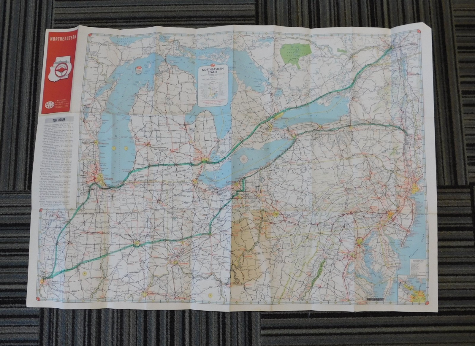 Vintage 1965-1966 AAA Northeastern United States Road Map Travel Route Planner