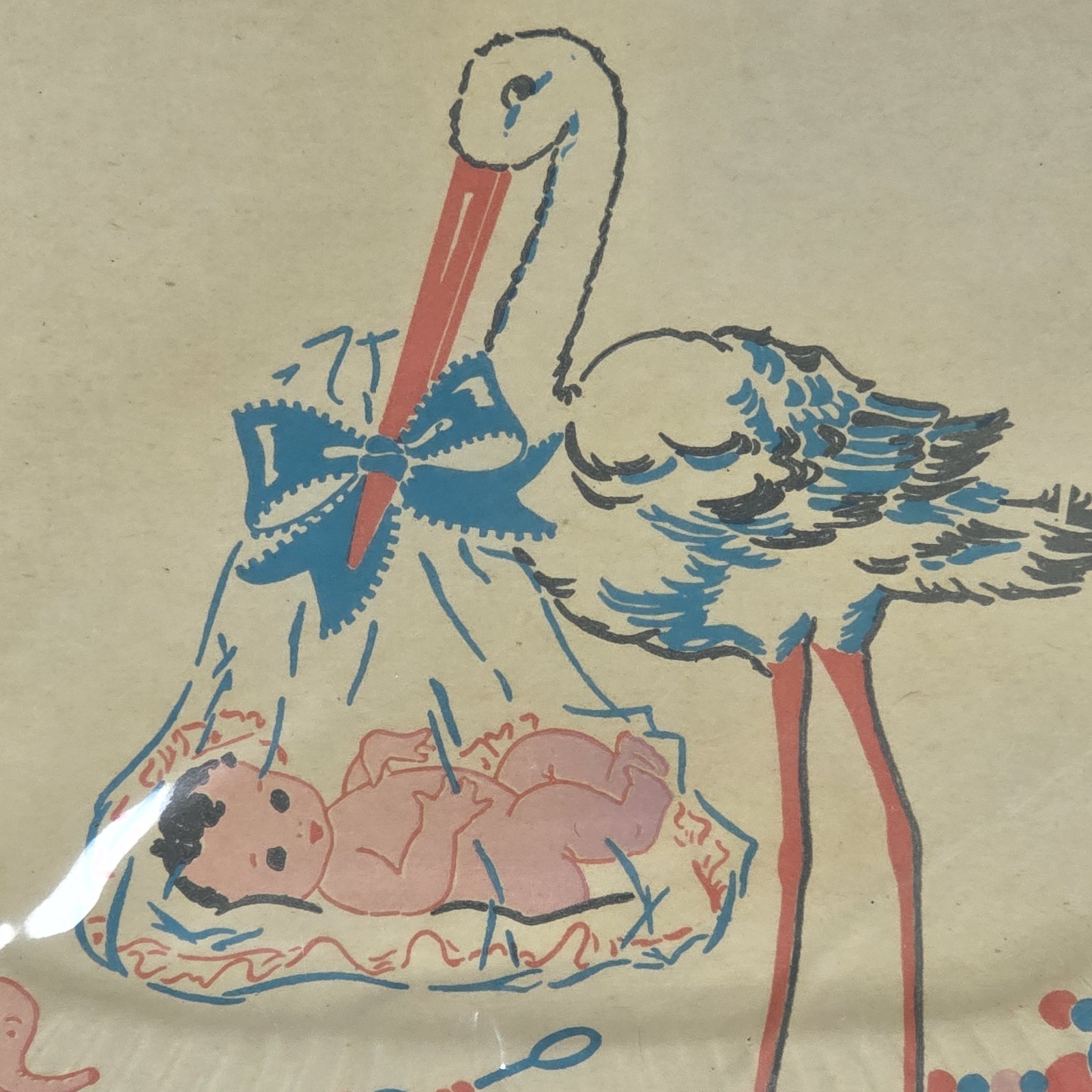 1940’s-1950’s Vintage Reed’s Stork Baby Shower 9″ Paper Party Plates 7 Unused