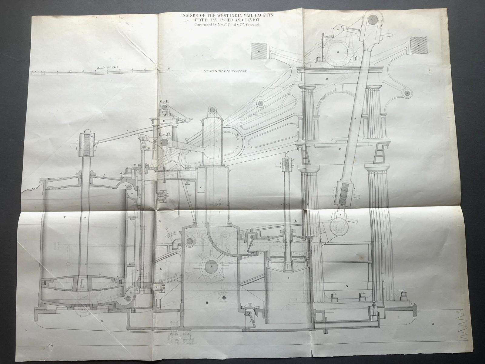 1800s Clyde, Tay, Tweed, and Teviot Packet Ships Steam Engine Diagram