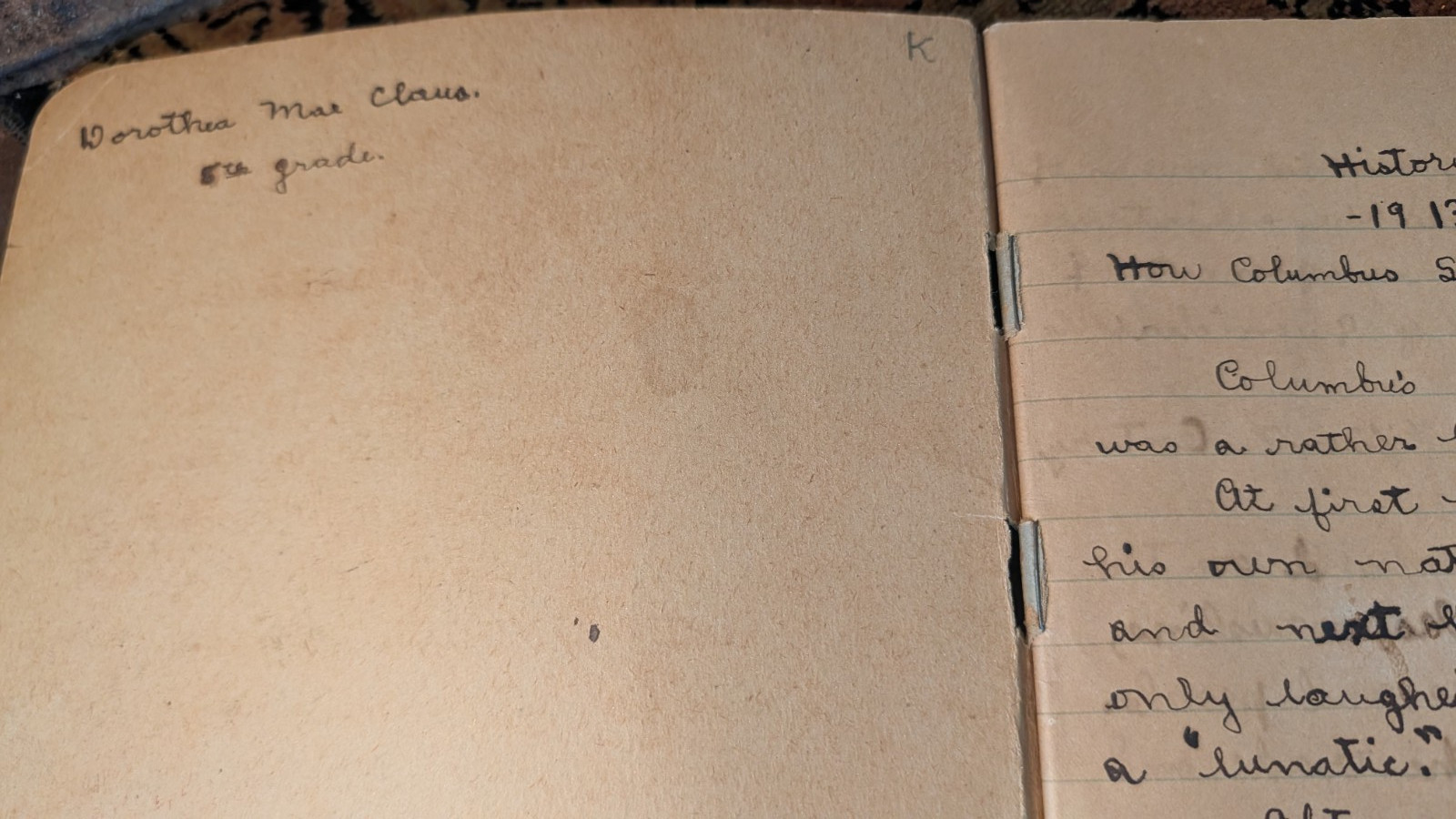 Antique School Composition Notebook Vtg 1898 Paper Ephemera Americana Columbus M