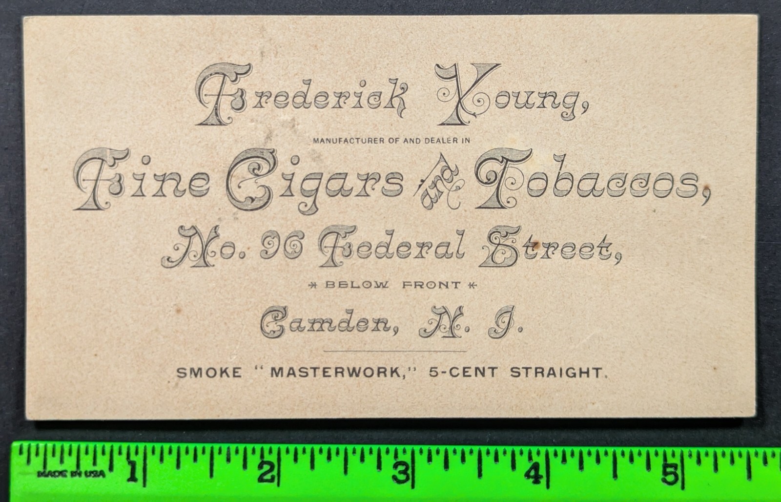 Antique Fine Cigars & Tobacco Camden New Jersey Business Card