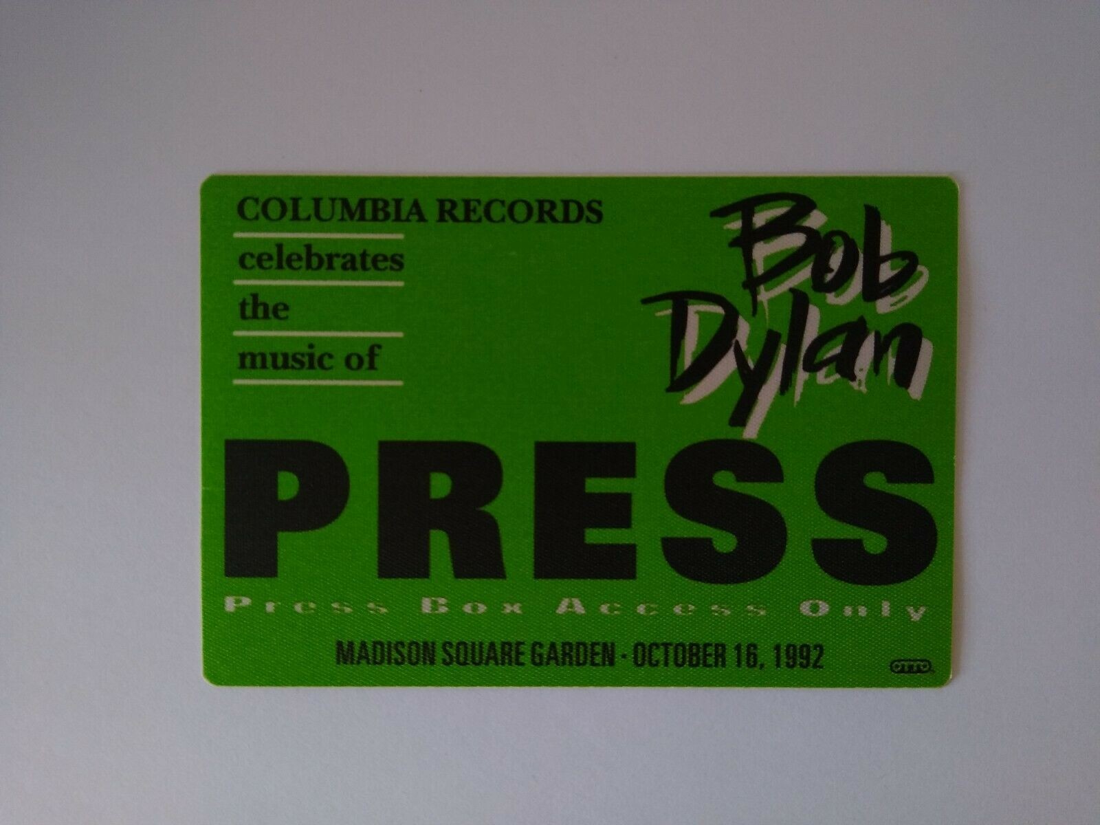 Bob Dylan Backstage Pass Original 1992 Madison Square Garden New York Tom Petty